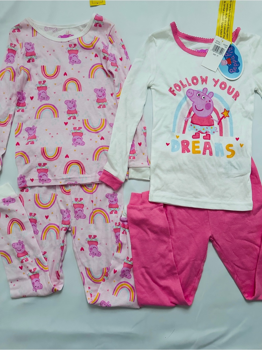 Peppa Pig Pink and White 2-Piece Pajama Set with Rainbow Print
